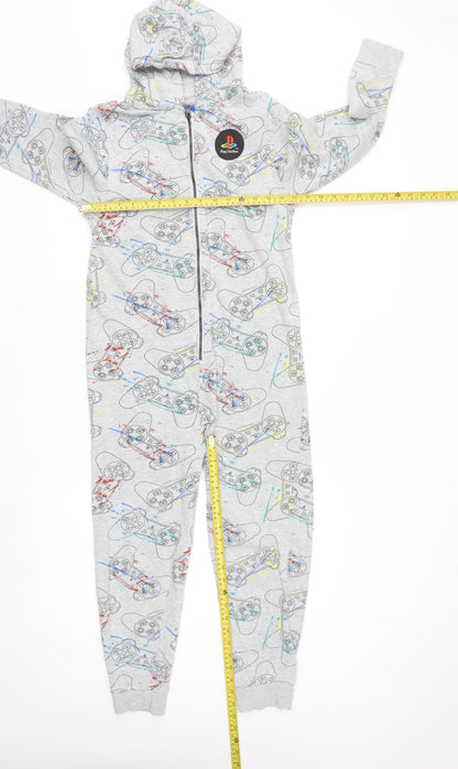 Next Boys Grey PlayStation Hooded Onesie 11 Years Long Sleeve Zip Up