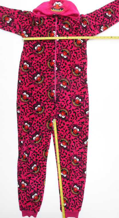 Disney Women's Pink Animal Fleece Onesie XS Zip Hooded Winter Pyjamas