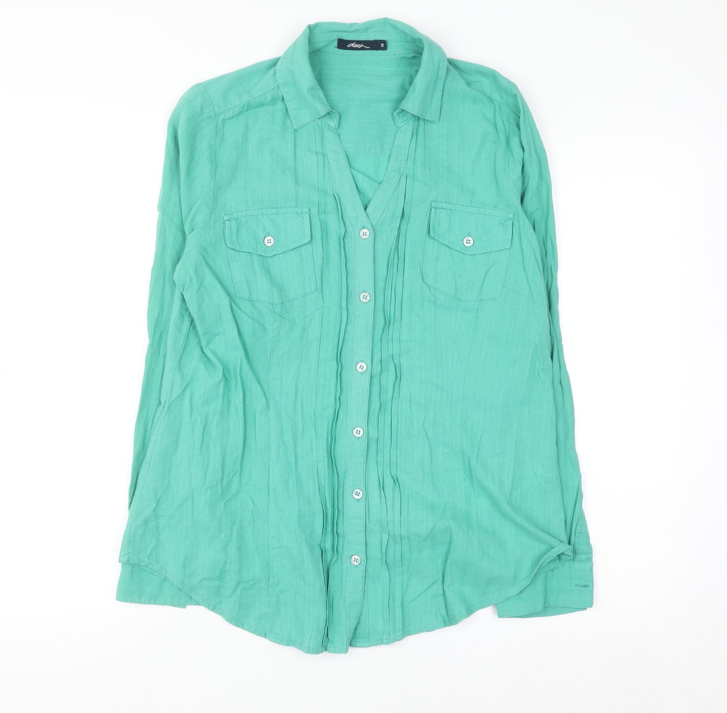 Dash Women's Green Cotton Button-Up Shirt Size 10
