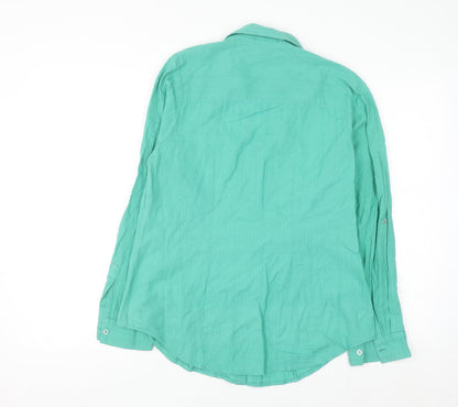 Dash Women's Green Cotton Button-Up Shirt Size 10