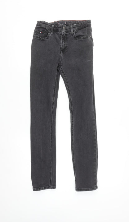 Tommy Hilfiger Boys Black Slim Fit Jeans Size 12 Years Cotton Blend Denim
