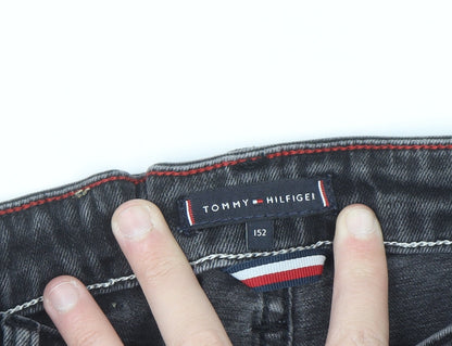 Tommy Hilfiger Boys Black Slim Fit Jeans Size 12 Years Cotton Blend Denim