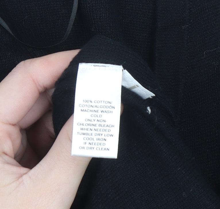 LOFT Women's Black Cotton Wrap Cardigan Size S Long Sleeve