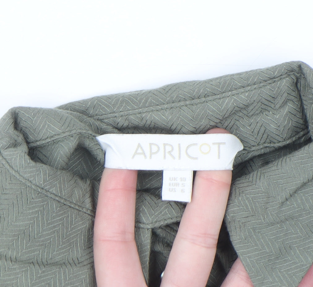 Apricot Women Green Hi-Low Shirt Dress Size 10 Long Sleeve Viscose