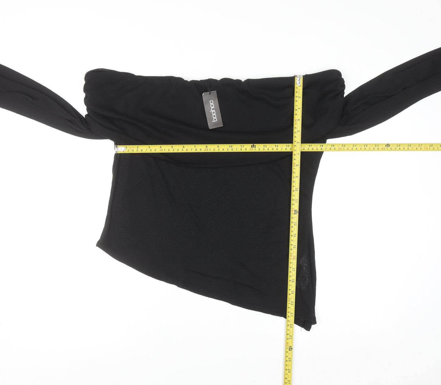 Boohoo Women’s Black Plus Size 22 Off Shoulder Cropped Jersey Top