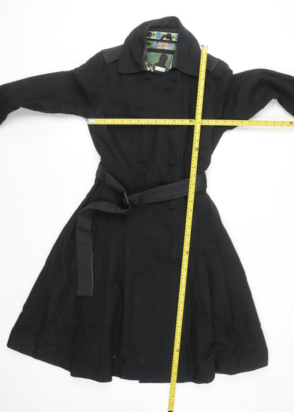 T-Martin White Label Women's Black Embroidered Trench Coat Size M
