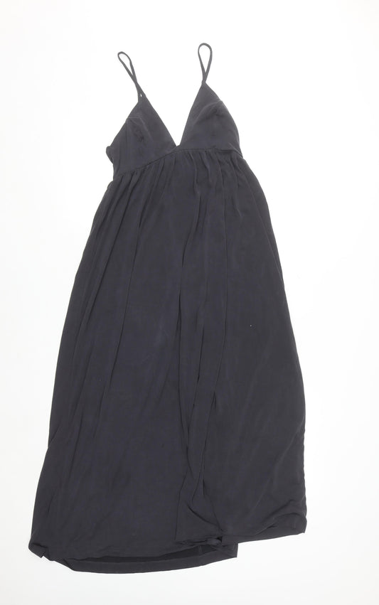 Urban Outfitters Women Black XS V-Neck Long Slip Dress