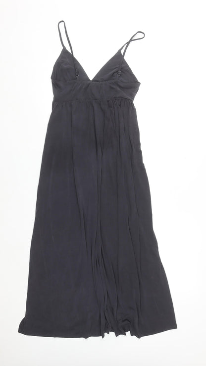 Urban Outfitters Women Black XS V-Neck Long Slip Dress