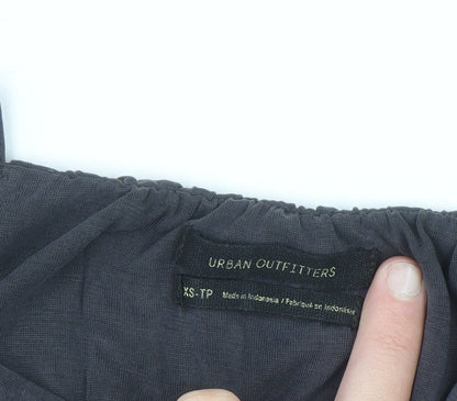 Urban Outfitters Women Black XS V-Neck Long Slip Dress