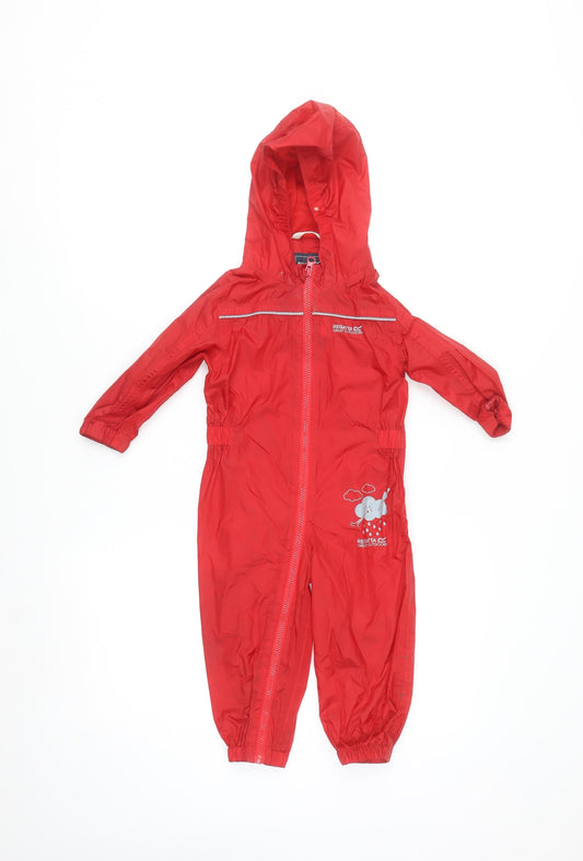 Regatta Great Outdoors Red Unisex Baby 12-18M Waterproof Hooded Snowsuit