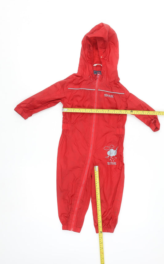 Regatta Great Outdoors Red Unisex Baby 12-18M Waterproof Hooded Snowsuit