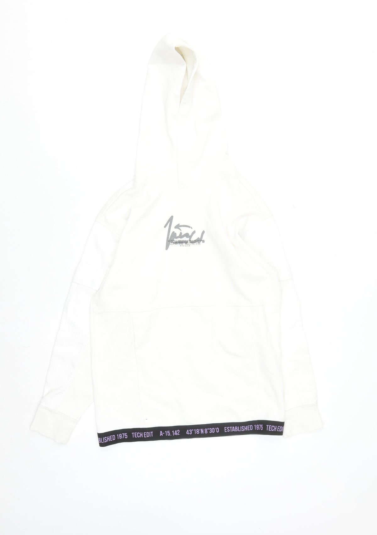 Zara Teens White Pullover Hoodie with Logo Graphic Size 10