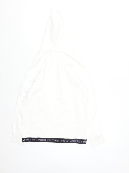 Zara Teens White Pullover Hoodie with Logo Graphic Size 10