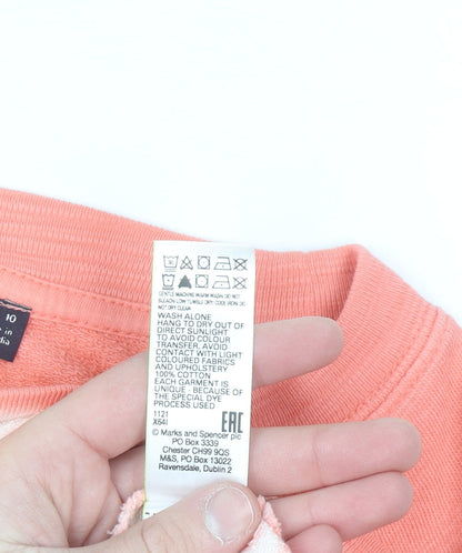 Marks and Spencer Women Orange Tie-Dye Cotton Sweatshirt Size 10
