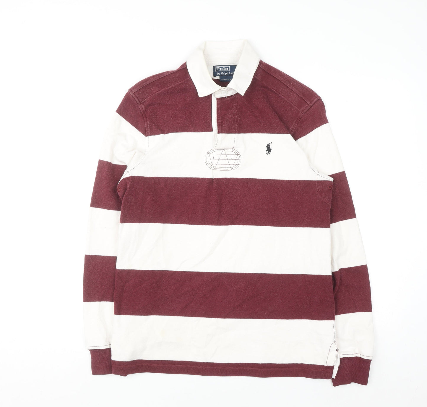 Ralph Lauren Men's Red Striped Long Sleeve Polo Shirt Size S