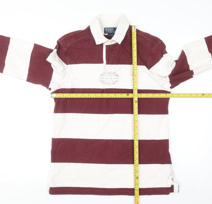 Ralph Lauren Men's Red Striped Long Sleeve Polo Shirt Size S