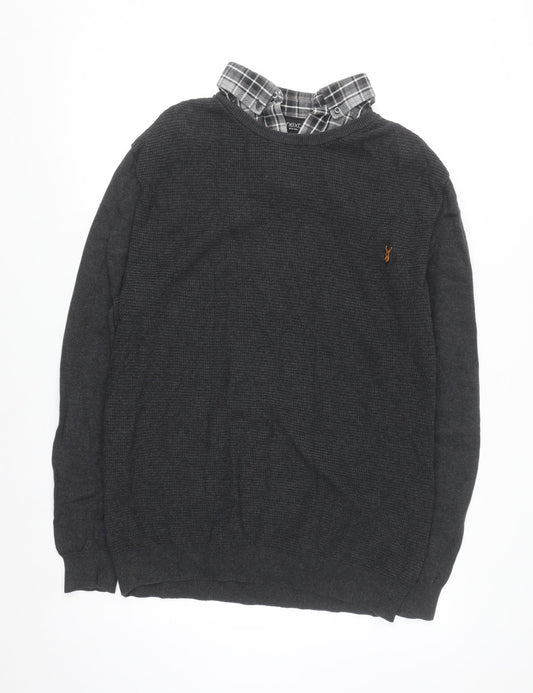 Next Men’s Grey Cotton Waffle-Knit Jumper XL Crew Neck