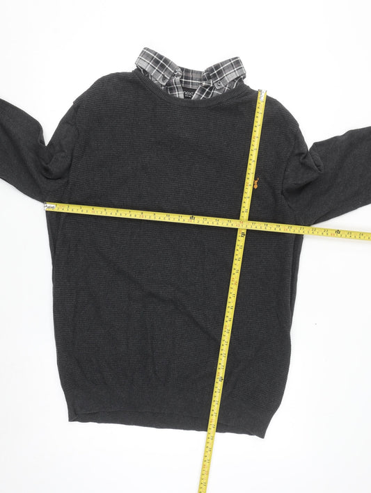 Next Men’s Grey Cotton Waffle-Knit Jumper XL Crew Neck