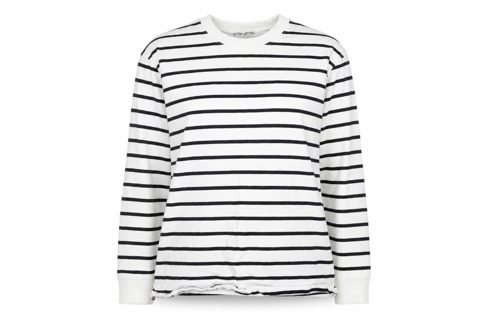 Zara Women Black White Striped Pullover Sweatshirt Size 12
