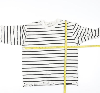 Zara Women Black White Striped Pullover Sweatshirt Size 12