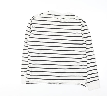 Zara Women Black White Striped Pullover Sweatshirt Size 12