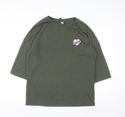 Divided Women Khaki Green Pullover Sweatshirt Small Forever Graphic