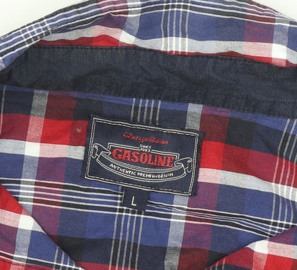 Gasoline Men's Multicoloured Checked Cotton Button-Up Shirt Size L