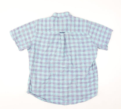 S & C Men's Blue Check Short Sleeve Button-Up Cotton Shirt Size 40