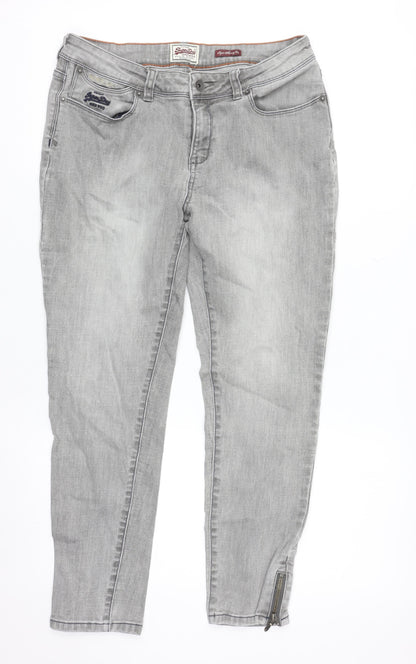 Superdry Women’s Grey Skinny Jeans 31W Ankle Zip Cotton Blend