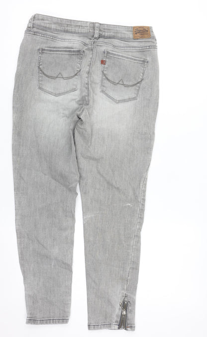 Superdry Women’s Grey Skinny Jeans 31W Ankle Zip Cotton Blend