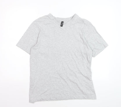 Donnay Womens Grey V-Neck Short Sleeve Basic T-Shirt Size L