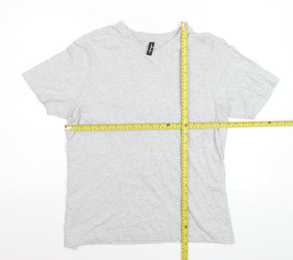 Donnay Womens Grey V-Neck Short Sleeve Basic T-Shirt Size L