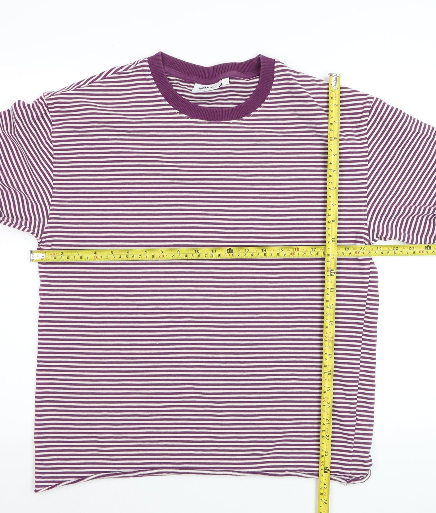 Weekday Men's Purple Striped Cotton Long Sleeve Casual Top Size S
