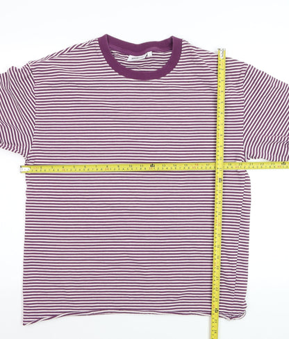 Weekday Men's Purple Striped Cotton Long Sleeve Casual Top Size S