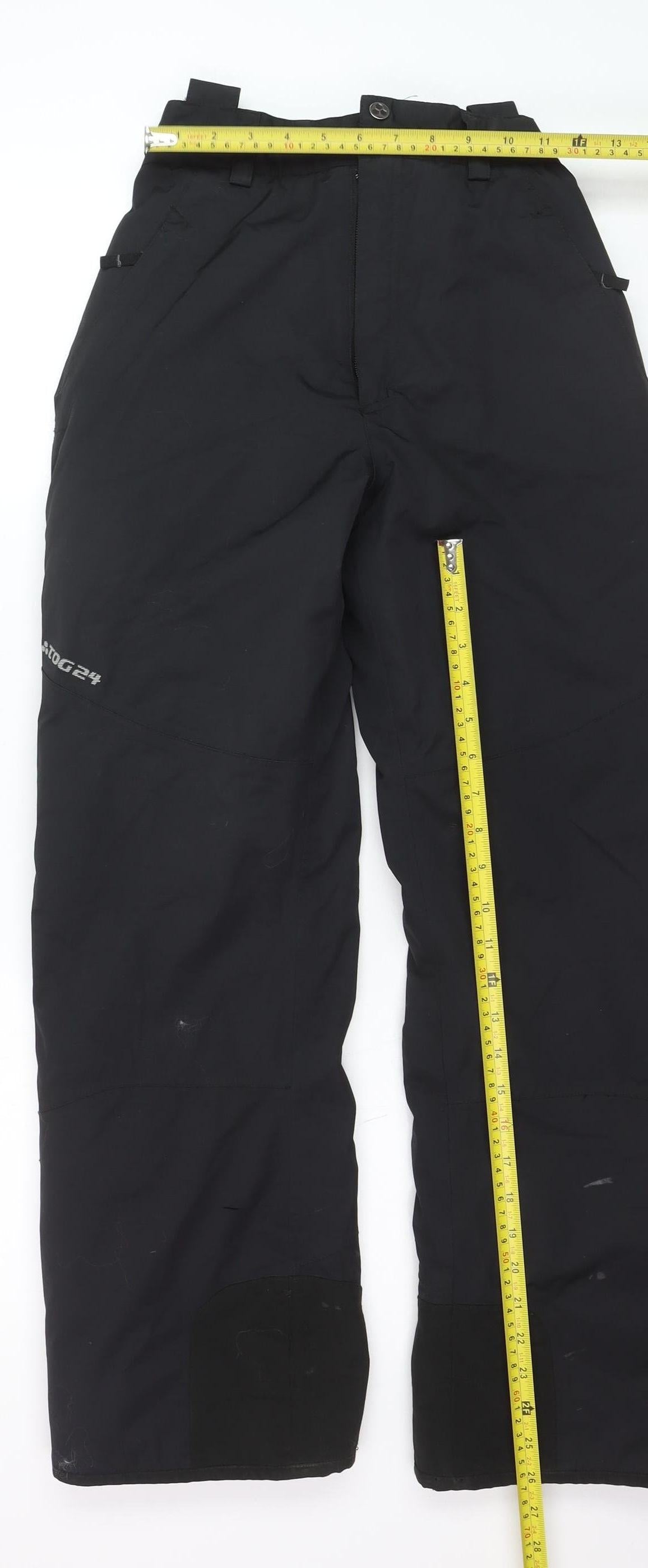 TOG24 Boys Black Waterproof Insulated Ski Salopettes 13 Years