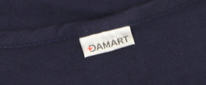 Damart Womens Blue 3/4 Sleeve Henley Polka Dot Cotton T-Shirt Size 14/16