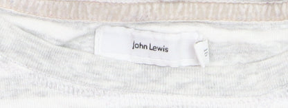 John Lewis Women Grey Striped Cotton Long Sleeve Pullover Jumper Size 16
