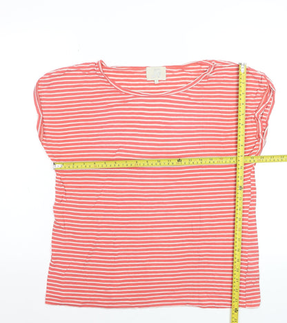 JOY Womens Pink White Striped Cotton T-Shirt Size M