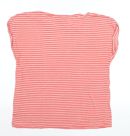JOY Womens Pink White Striped Cotton T-Shirt Size M