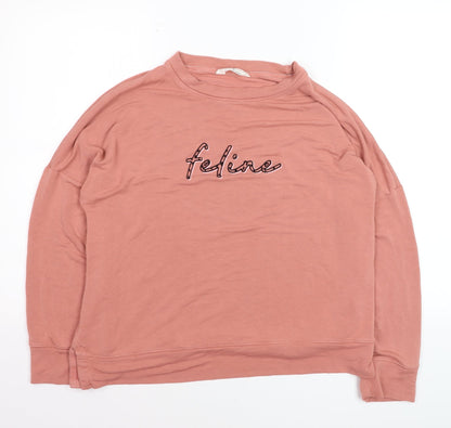 Marks and Spencer Women’s Pink Feline Embroidered Jumper Size 12