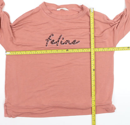Marks and Spencer Women’s Pink Feline Embroidered Jumper Size 12