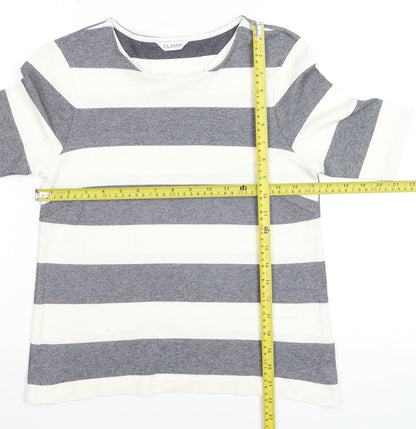 Marks and Spencer Women’s Grey White Striped Jersey T-Shirt Size 12