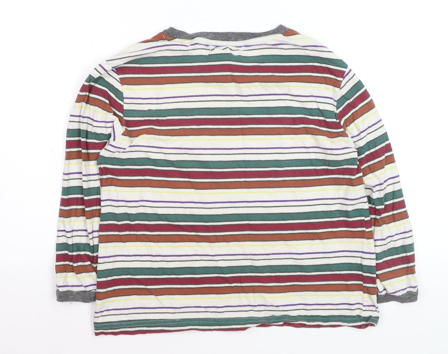 Cooperative Men's Multicoloured Striped Long Sleeve Cotton T-Shirt M