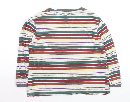 Cooperative Men's Multicoloured Striped Long Sleeve Cotton T-Shirt M