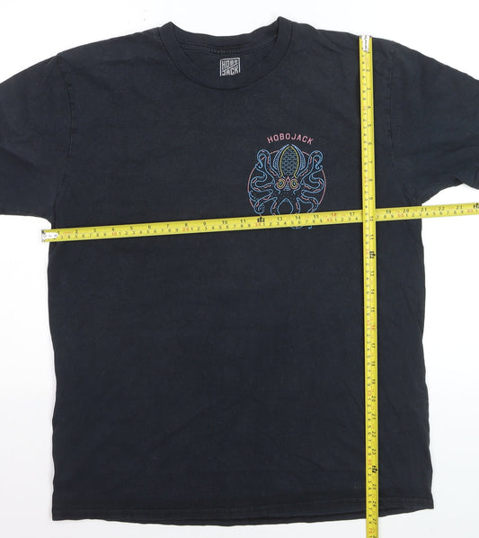 Hobo Jack Men's Black Graphic Octopus Cotton T-Shirt Size L