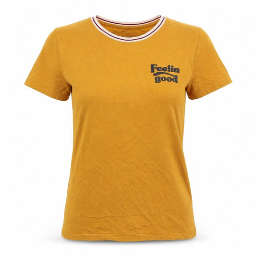 Forever 21 Women’s Yellow Ringer T-Shirt Size S Short Sleeve Crew Neck