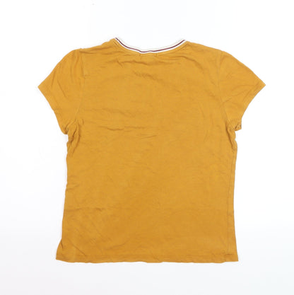 Forever 21 Women’s Yellow Ringer T-Shirt Size S Short Sleeve Crew Neck