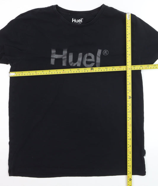 Huel Men's Black Logo Crew Neck Cotton T-Shirt Size L