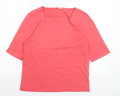 Cotton Traders Women’s Pink Square Neck Basic T-Shirt Size 16