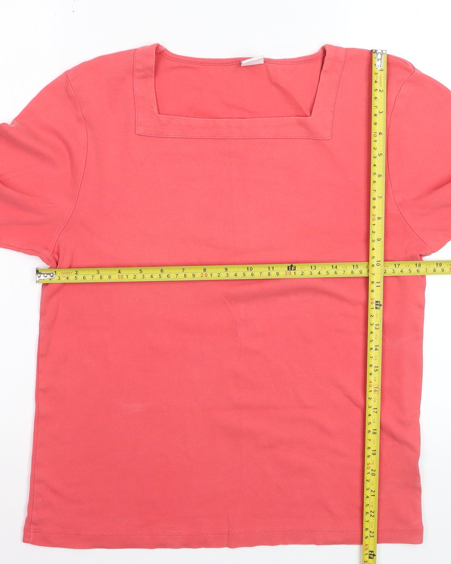 Cotton Traders Women’s Pink Square Neck Basic T-Shirt Size 16